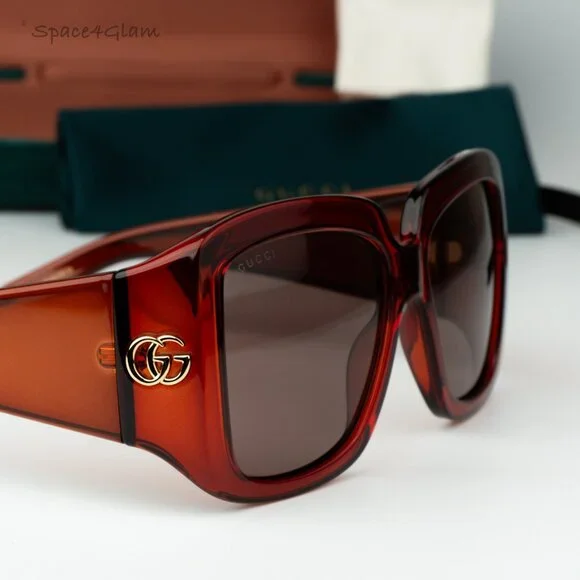 Gucci Women Sunglasses Transparent Burgundy Brown Square  display picture 1